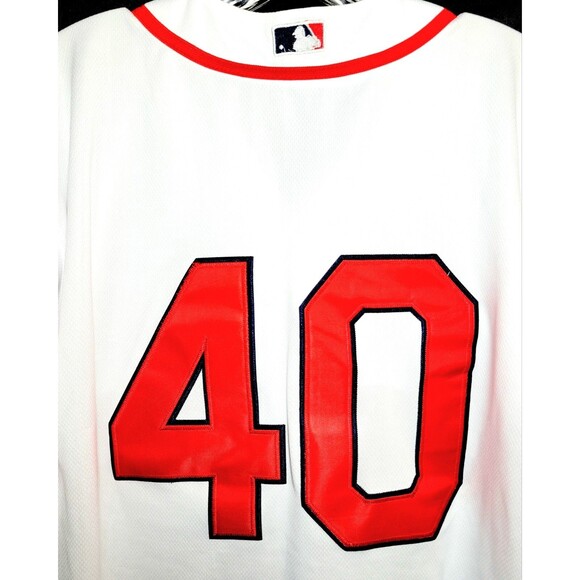 BOSTON RED SOX MAJESTIC STITCHED ONFIELD MLB #40 Jersey White Size 48 *flaw* NWT - Picture 3 of 11